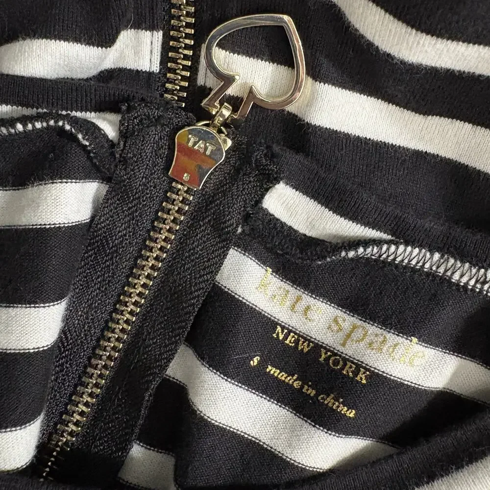 Kate Spade SZ S 100% Cotton Striped Black White Dress - Picture 10 of 12